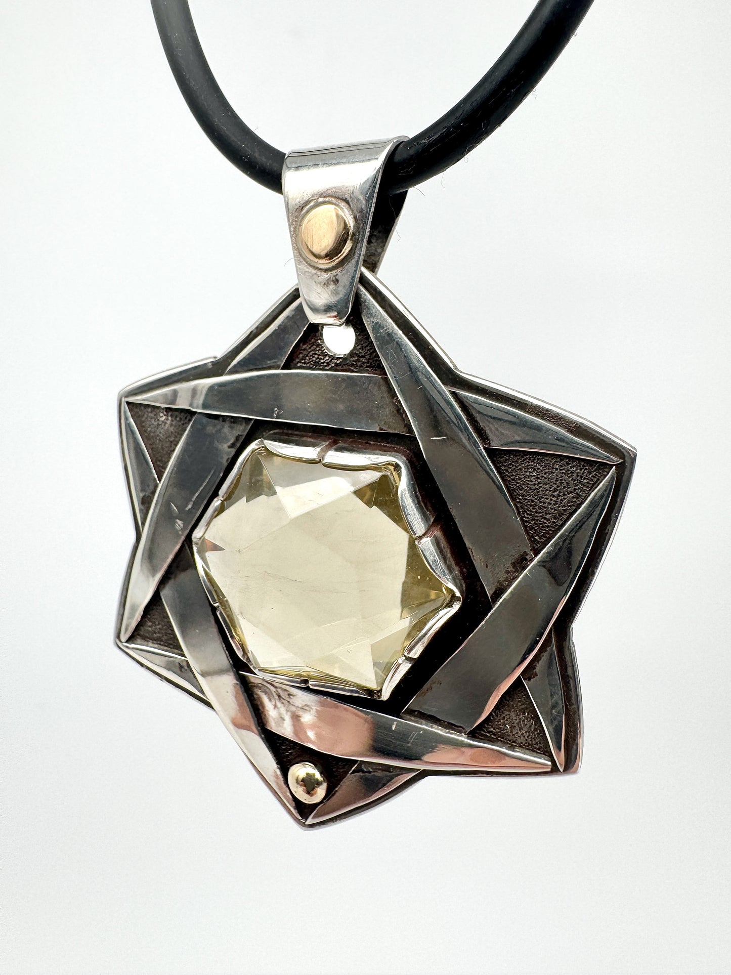 Star Tetrahedron cut Lemon Topaz pendant