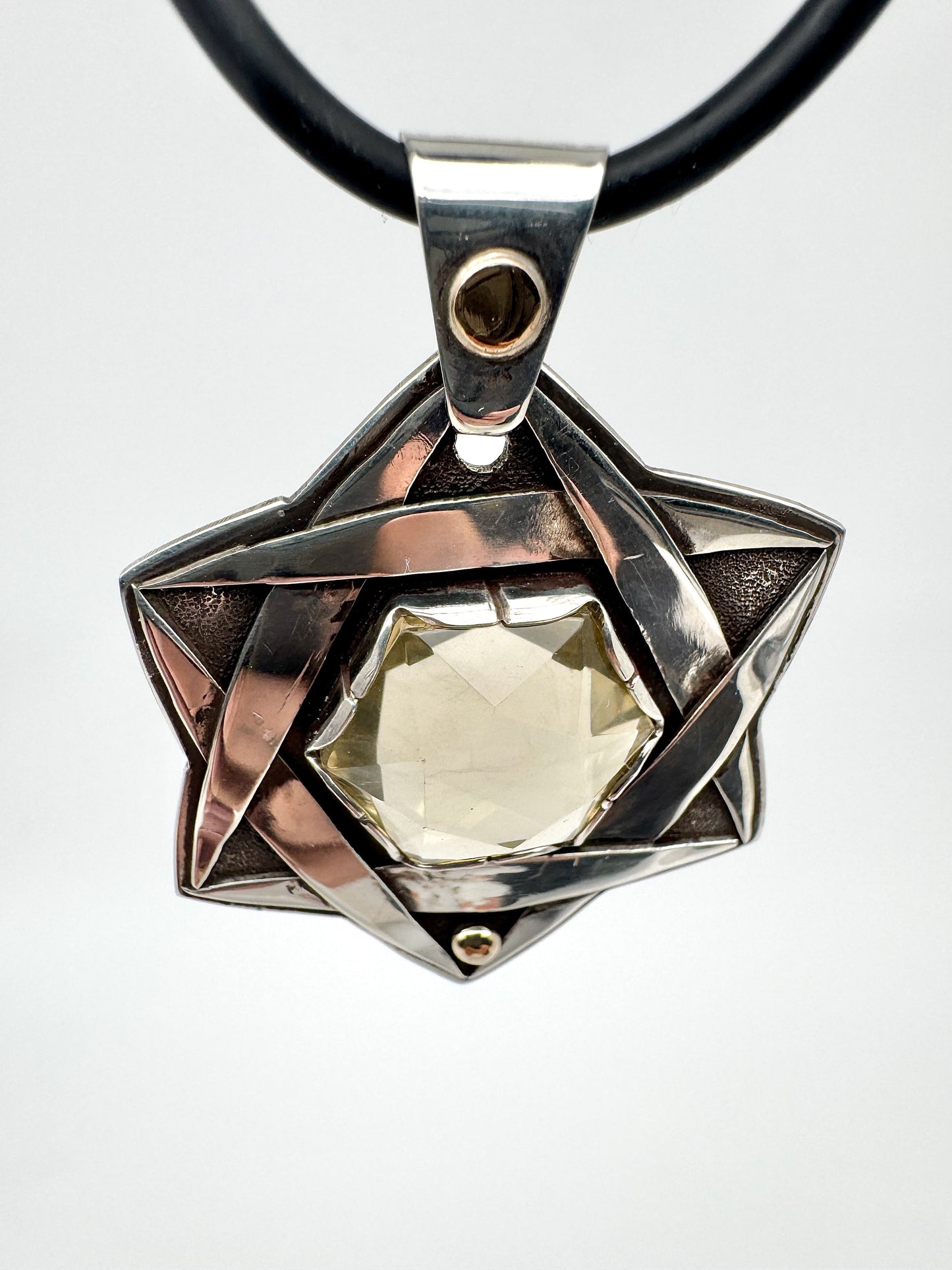 Star Tetrahedron cut Lemon Topaz pendant