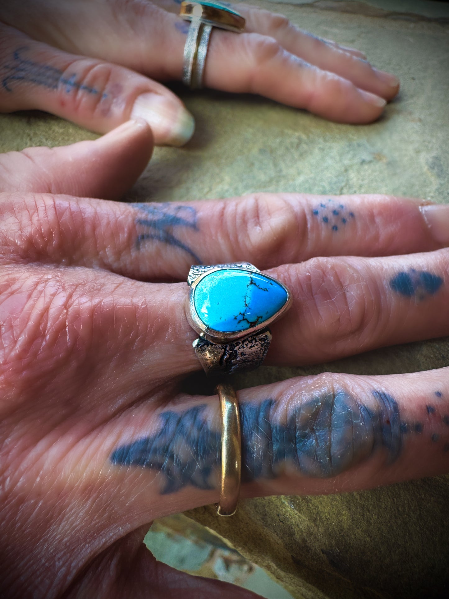 Golden Hills turquoise teardrop ring size 7