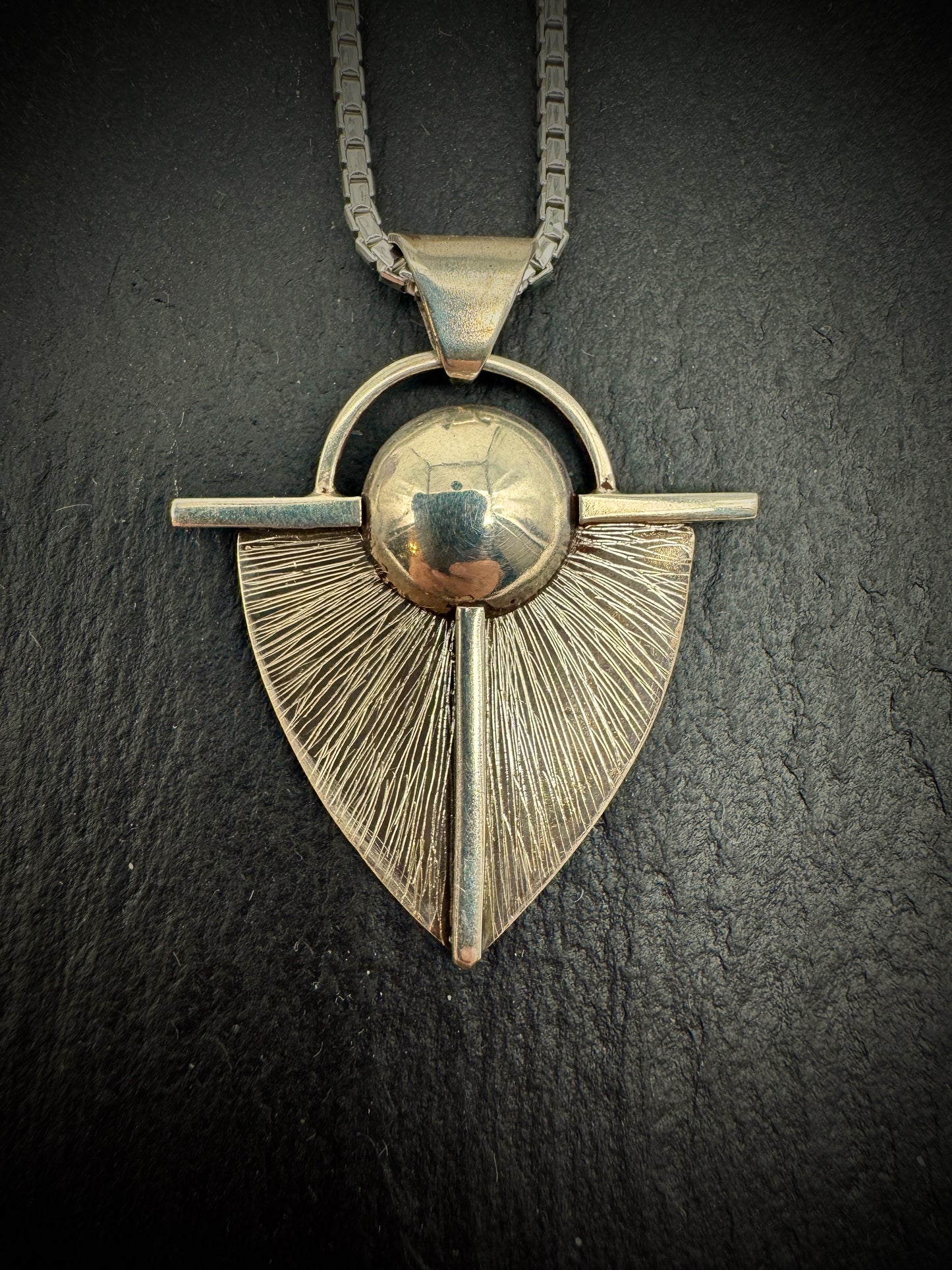 Shield Pendant etched